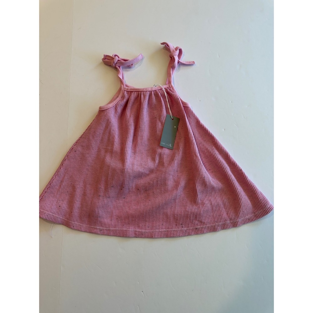 Miki Miette Basics Pink Waffle Knit Tie Shoulder Tulip Back Tank Top 2T NWT